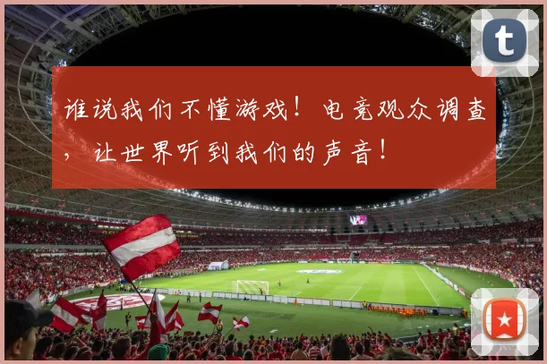 谁说我们不懂游戏!电竞观众调查,让世界听到我们的声音!